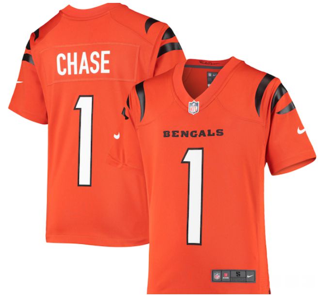 Youth Cincinnati Bengals #1 Chase orange 2024 Nike NFL jersey